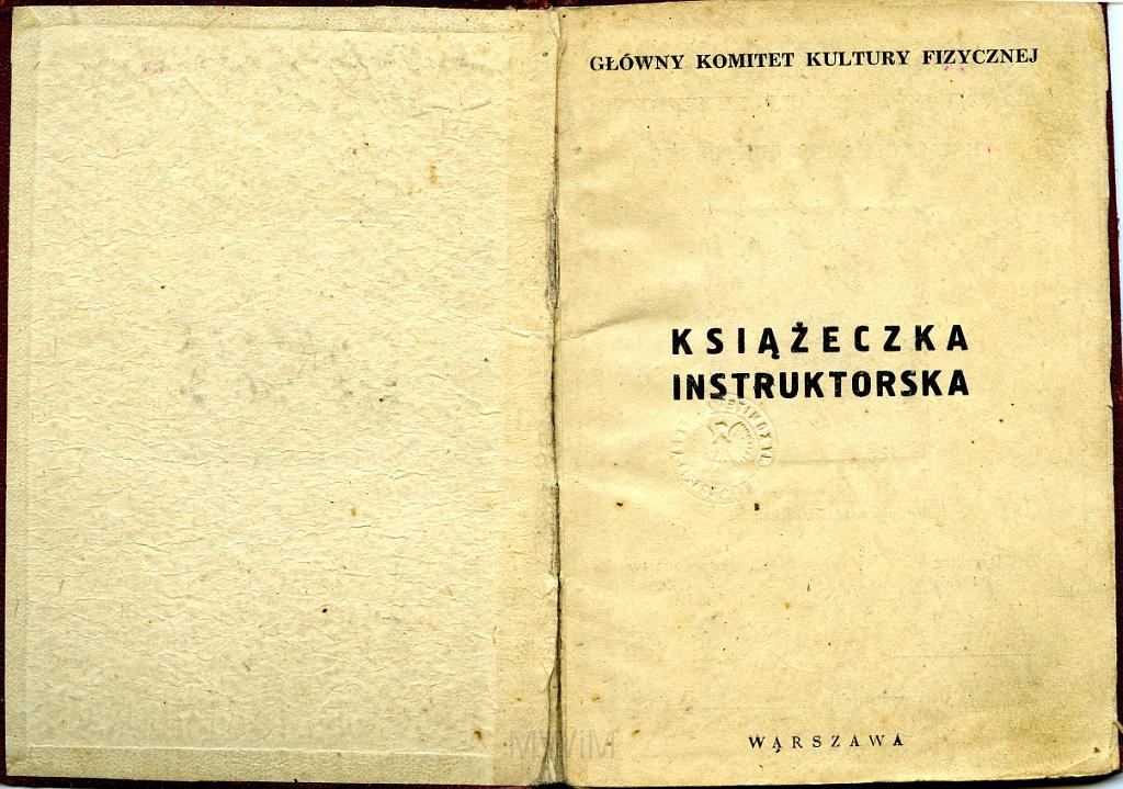 KKE 3258-2.jpg - Ksiązeczka Instruktorska Główny Komitet Kultury Fizycznej, Jana Rutkowskiego, Warszawa, 1952 r.